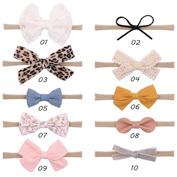Baby Girls Headbands ja Bows Hairbands Pehmeä Nylon Elastics Handm