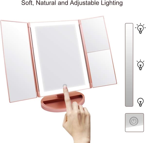 Lighted Vanity Mirror, 1x/2x/3x Magnification, with LED Touch Scr