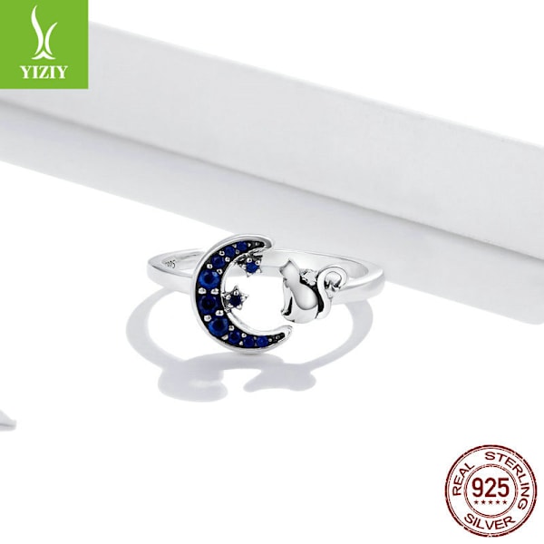 Kat Ring Justerbar Ring Kvinders Standard Sterling Sølv Måne