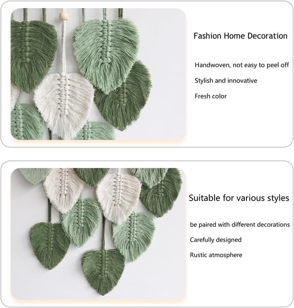 1 st grön macramé väggbonad bohemisk handgjord macramé väggtapp