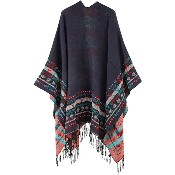 1PC Seaside Fleece Poncho Kvinnor Sjal Cape Retro Öppen Kvinnlig Wint