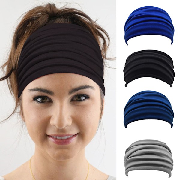 Svart Elastisk Bandana Hodebånd i Japansk Stil for Menn - Langt Hår Hode Dreadlocks Wrap for Kvinner