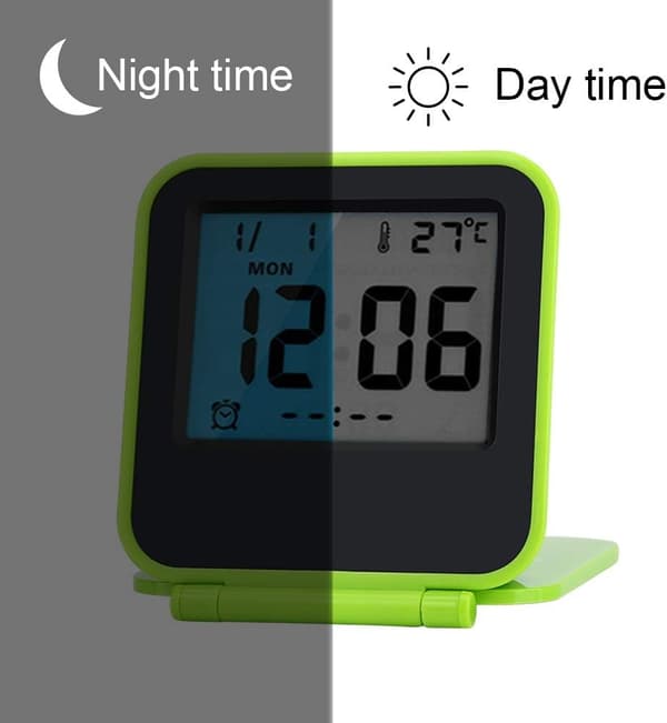 Digital Reseklocka, Mini Vikbar Bärbar Alarmkalender, Tem