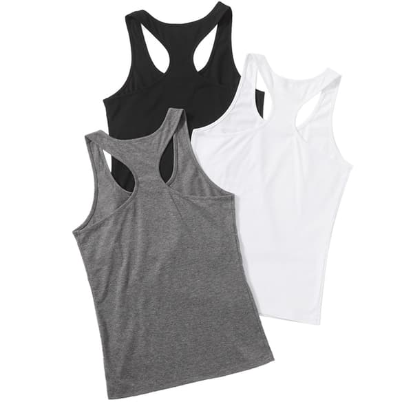Dam 3-pack Tech Stretch Racerback Tank Top, Avslappnad passform, XL