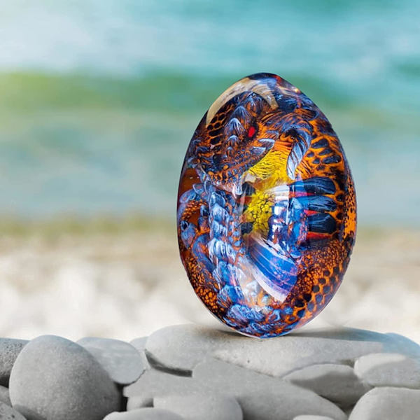 Lava Dragon Egg Fire Pocket Dragon, Lysende Drøm Krystal Transp