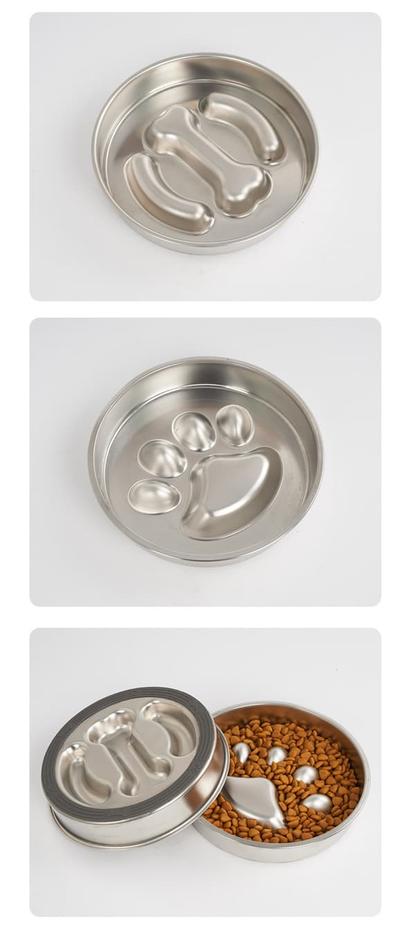 Rustfrit Stål Anti-Glutton Hundebolle, Langsom Foderhundebolle med Anti-Skrid