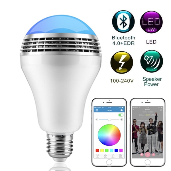 E27 3w Bluetooth Smart Led Rgb-lampa trådlös med ljudhögtalare P