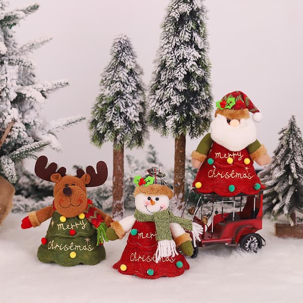 3 st tomte-godispåsar med dragkedja i 3D-tecknad design