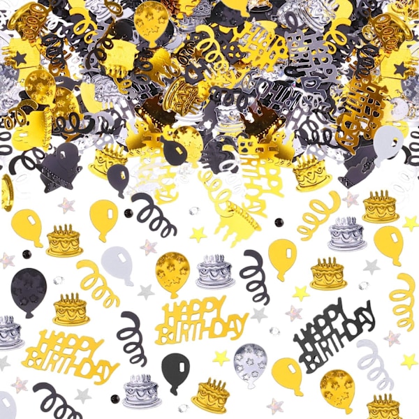 Onnellista syntymäpäivää - Konfetti syntymäpäiväkakku Konfetti Metallic Foil Ball