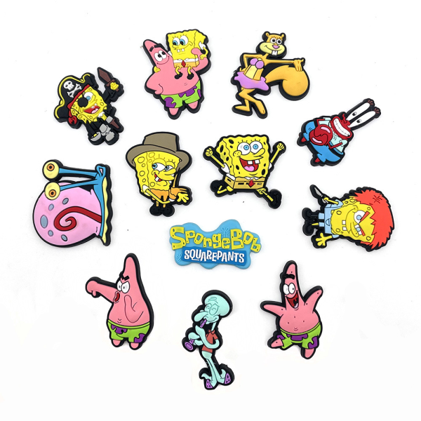 12 st Spongebob Square tema Crocs skor charms skor dekoration