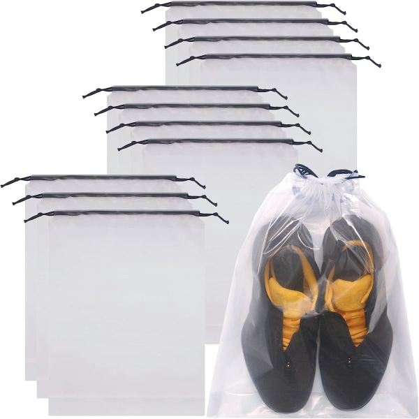 Set med 12 genomskinliga skopåsar för resor Stora klara skor Stor