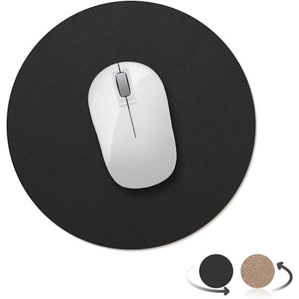 Rund kork og PU læder musemåtte diameter 220x2mm, vandtæt nej