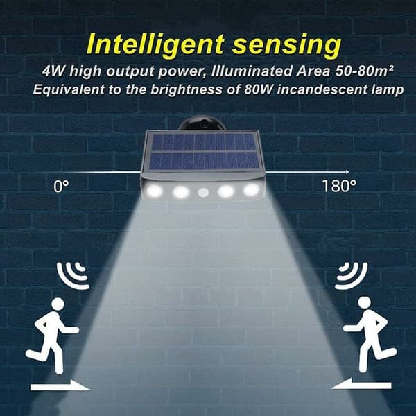 Vattentät Utomhus Solcellslampa med Rörelsesensor, Kallvit LED, IP65 (Svart, 2-pack)