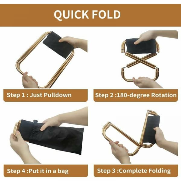 28*24*22cm Mini Bærbar Foldbar Stol Guld med Pose, Ultralet Com