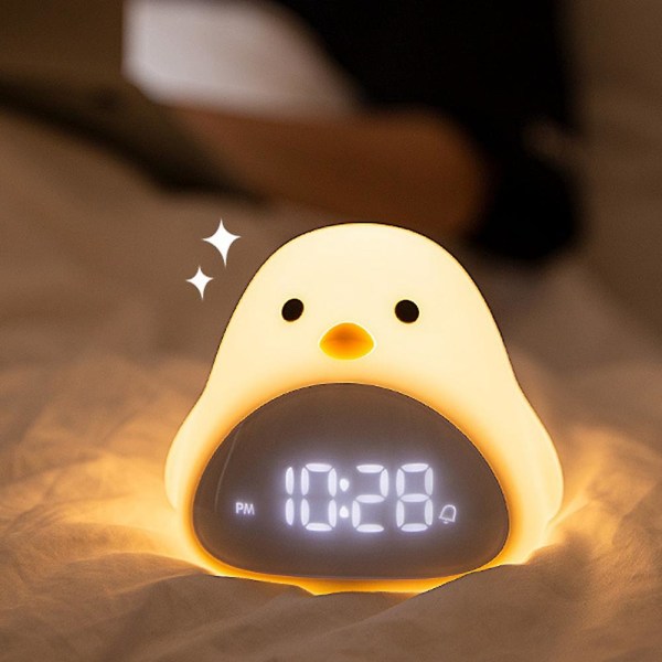 Nattlys Alarmklokke USB LED Nattlampe For Barn Baby Barn