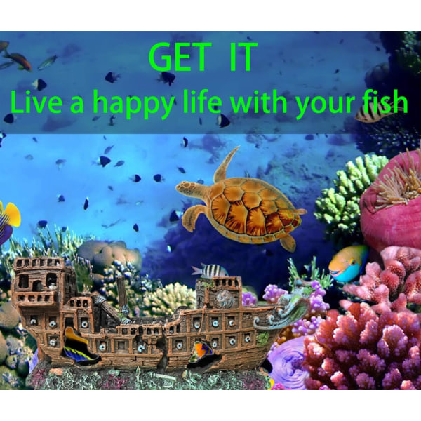 Piratskeppsvrak Aquarium Dekoration Resin Miljövänlig
