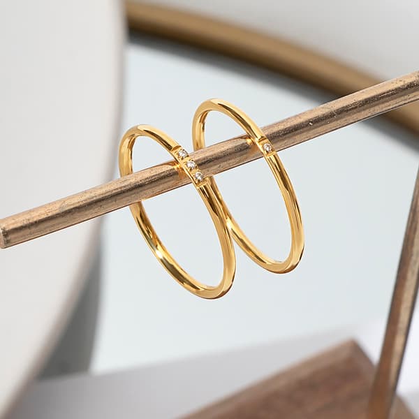 Ny moderigtig rund ring 3 diamanter ring belagt 18K guld lys luksus