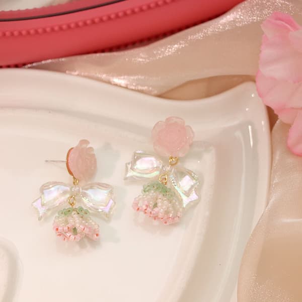 Statement Drop Øredobber - Bohemian Perle Sløyfe Dangle Øredobber