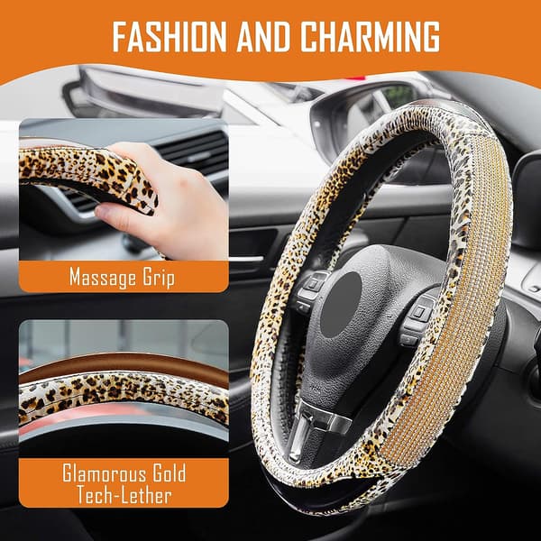 Diamant Rattskinn Deksel med Bling Rhinestones Leopardmønster