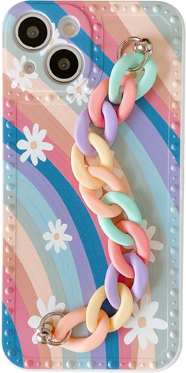 Rainbow Flower Wristband Strap Soft iPhone Case (Färgglad,iPhone