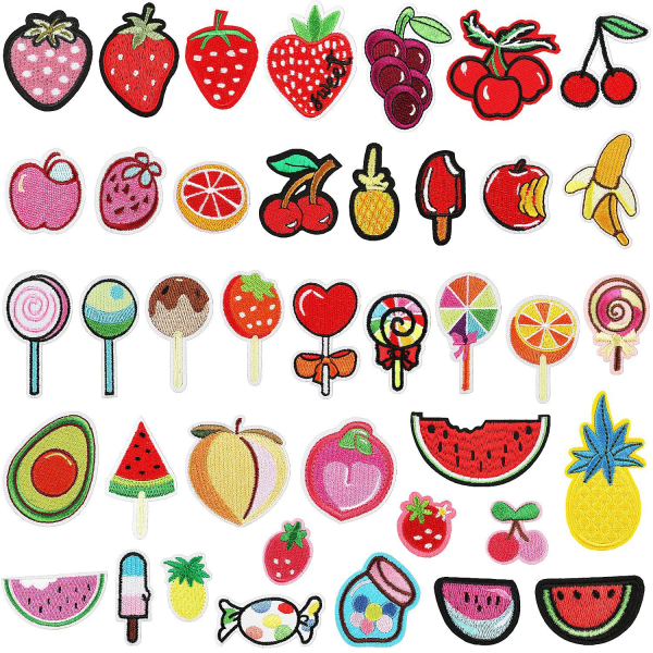 40 stk. Frugtbroderede klæbemærker Cartoon Lollipop Patches B