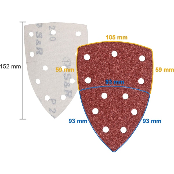 S&R 60 Trekantede Sandpapirark Trekantet Sandpapir Delta Mou