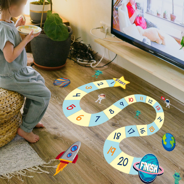 Digital Hopscotch Spel Golv Klistermärken Kreativ Universum Nummer Pu