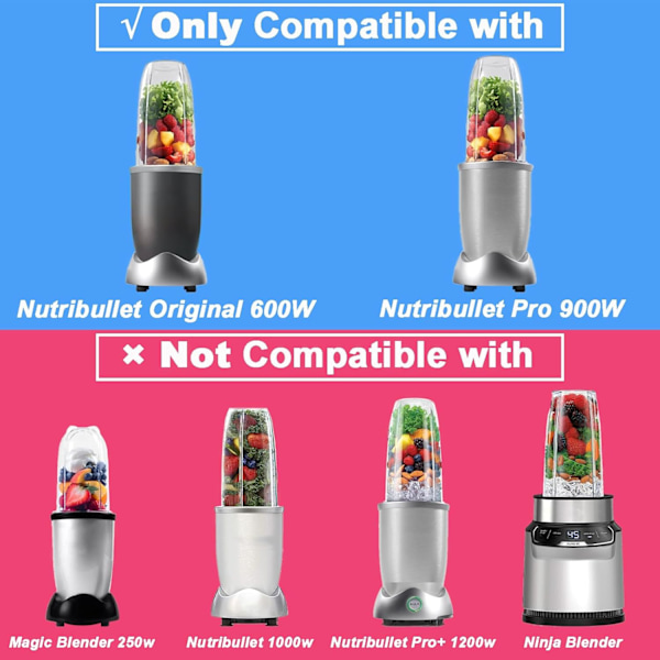 6 stk. udskiftningskopper til NutriBullet 600w 900w Blender med T