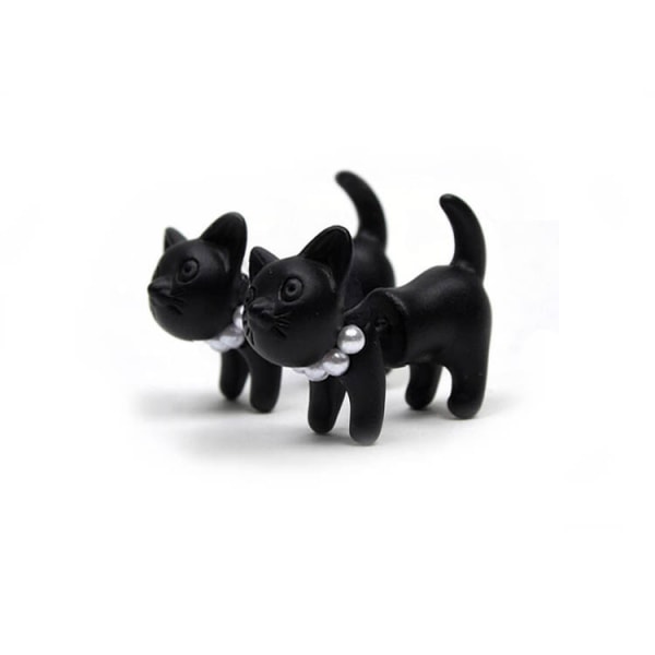 1 st Stud örhängen - Cool Black Cat / Black Cat med Pearl Necklac