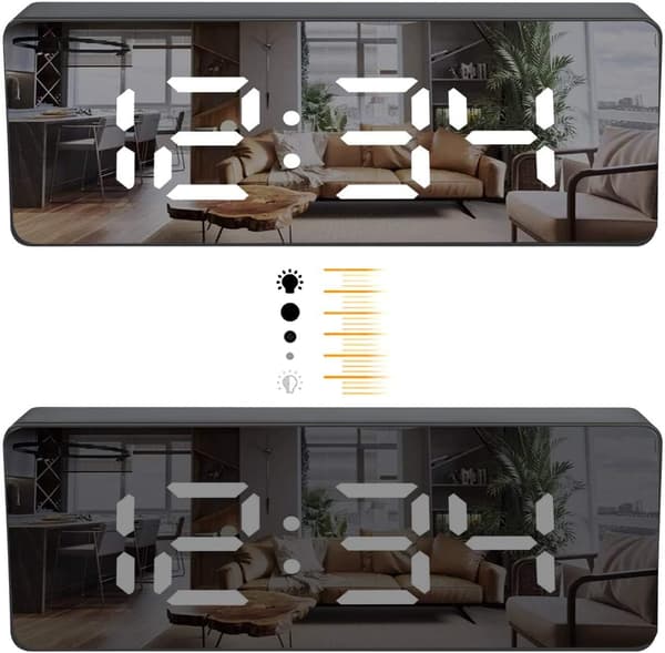 Spegelsalarmklocka Digital väckarklocka med LED-display Datum Temp