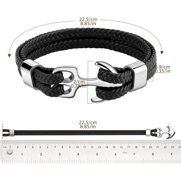 Herrarmband, läderbältesarmband, vintage flerskiktsarmband