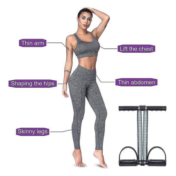 Dubbelfjäder Sit Up Pull Rope Elastisk Spänning Fitness Fotpedal S