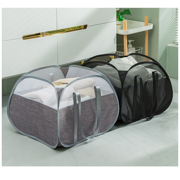 (grå) 50*50*36cm 90 L Stor Pop Up Tvättkorg, Vikbar Nät Tvätt