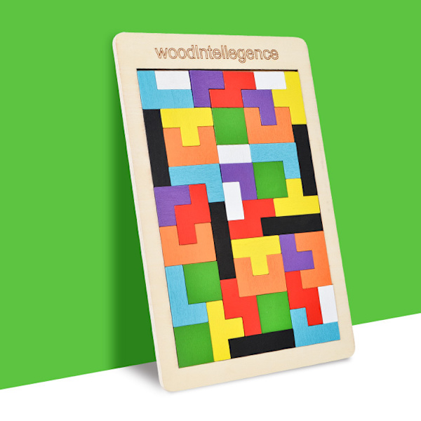 Træblok Puslespil Hjerne Teaser Legetøj Tangram Intellektuel Farverig