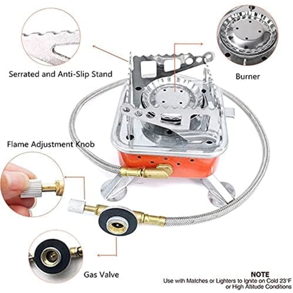 Portable camping stove with piezoelectric ignition Small compact