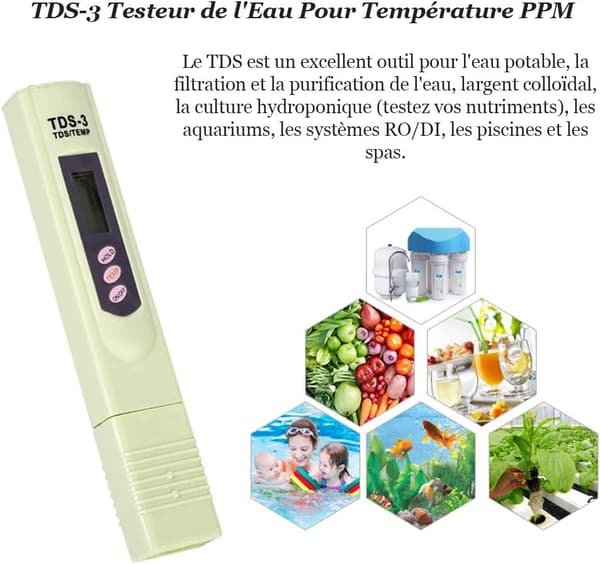 LCD TDS-3 Meter for Drikkevannskvalitetstester Digital Tempera