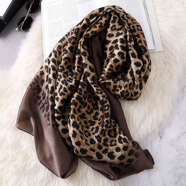 1PC Leopard Skjerf Kvinner Silke Skjerf Sateng Skjerf Trykt Skjerf Le