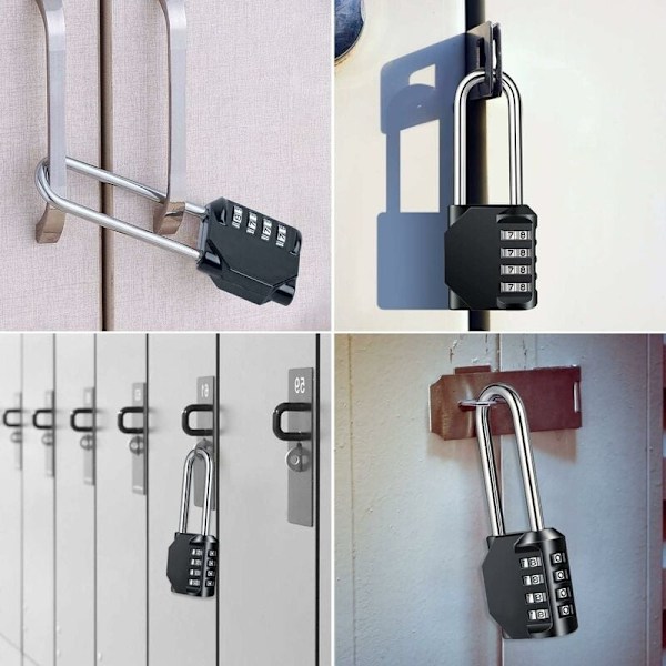 Kraftigt kombinationshänglås, väderbeständigt hänglås, återställningsbart lås, 2,5\" lång 4-positions zinklegeringsring, 2-pack