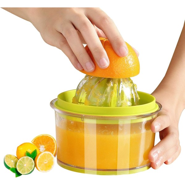 Citrusjuicer, Citron Hand Juicer, Inbyggd 16OZ mätkopp Gra