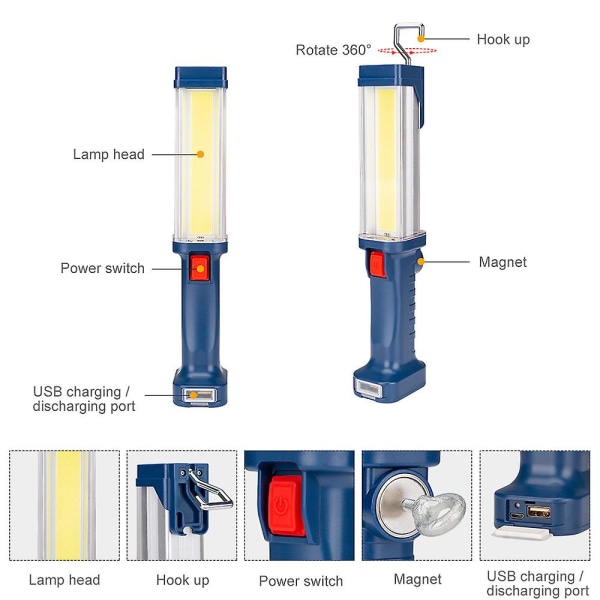 Arbetsljus Led Mechanic Trouble Light, 700 Lumen sladdlös Floodli