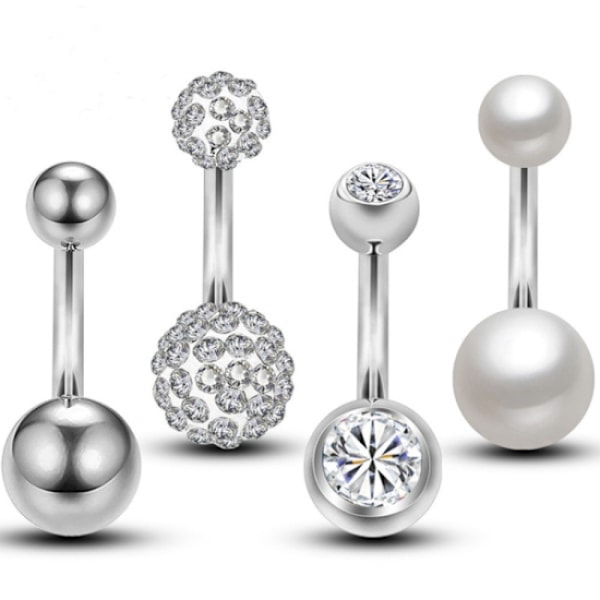 4 st/set Navelpiercingar silver