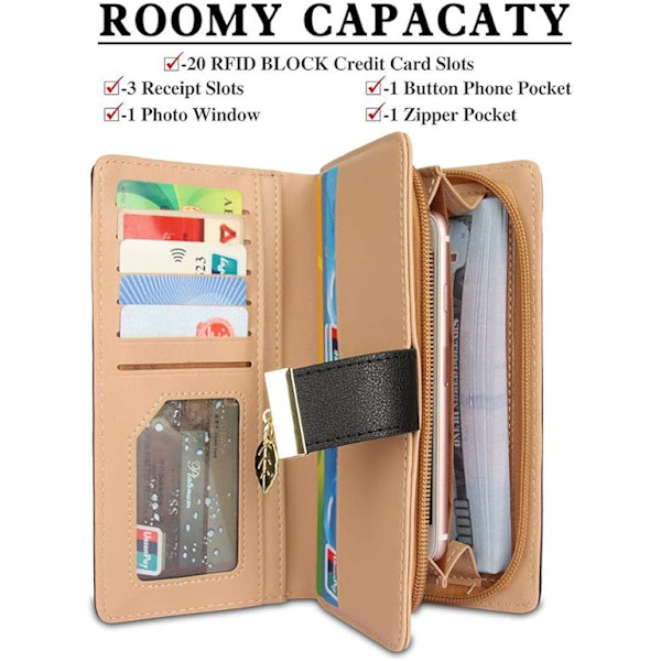 1PC Svart Plånbok för Kvinnor, Dam Plånbok, Läder Bifold Wa