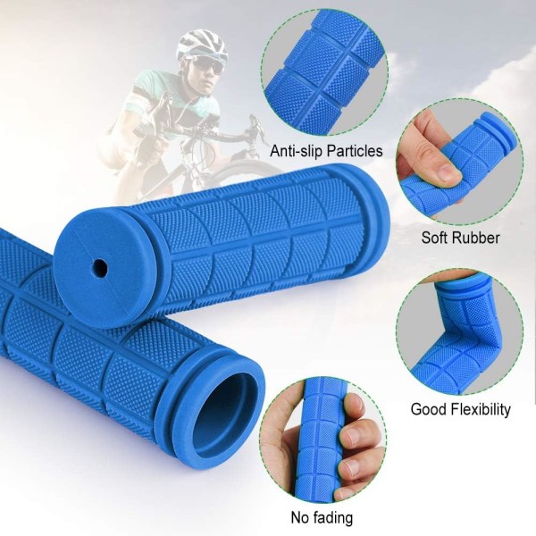 Ett par ergonomiska cykelhandtag i mjukt gummi (mörkblå)
