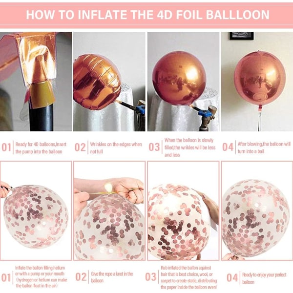 Ballongbuesett, ferskenrosa ballongkrans med rosegullmetall