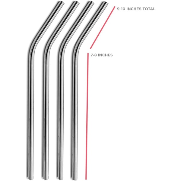 4 kappaleen erittäin pitkät ruostumattomasta teräksestä valmistetut juomapillit, pillit 30 unssiin