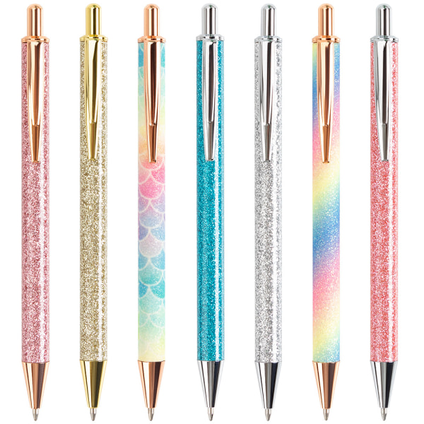 7Pcs Ballpoint Pens, Comfortable Writing Pens, Metal Retractable