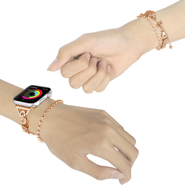 Yhteensopiva Apple Watch -ranneke 38/40/41 mm, ruostumattomasta teräksestä valmistettu metalliholkki
