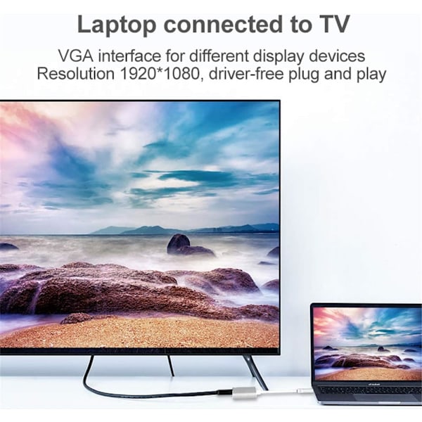 USB-C - HDMI VGA -sovitin, 2-in-1 Type C - HDMI 4K, VGA 1080P Yhteensopiva