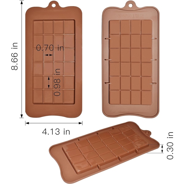 Sjokoladebarformer, sett med 4, non-stick silikon