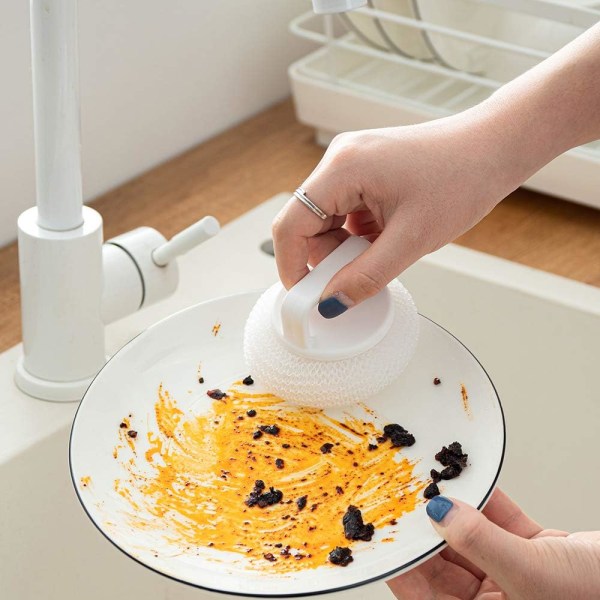 Skrubbsvamp med handtag, rostfritt ståltrådsbollssvamp